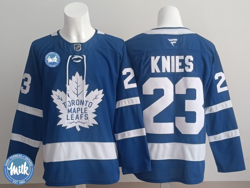 Men 2025 Toronto Maple Leafs #23 Knies Blue Fanatics Home Premium NHL Jersey style 3